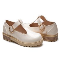 Chaussures d'école Mary Jane à semelle épaisse blanches de haute qualité avec fermeture auto-agrippante, antidérapantes, respirantes, en PU, pour toutes les saisons, vente en gros