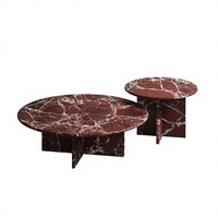Table basse en marbre naturel Rosa Levanto de luxe NANWEI Stone, moderne, rouge, pour l'intérieur, meubles de maison