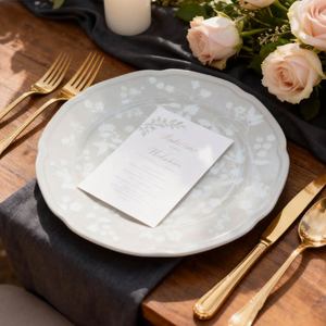 Assiette de table en céramique beige de luxe à motif floral raffiné, style pastoral, vintage, pour mariage - Product Image 6