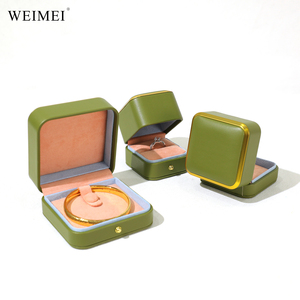 WEIMEI - Caja de Joyería Ecológica de Piel Sintética Verde <span class=keywords><strong>Oliva</strong></span> para Pequeñas Empresas, Personalizada para Anillos de Boda, Collares y Pulseras - Product Image 4