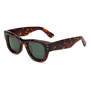 Gafas de sol unisex Wayfarer con montura tortuga, lentes verdes, protección UV400, estilo retro, protección solar para adultos - Product Image 4