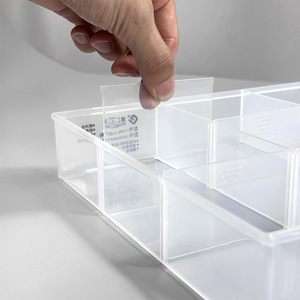 Penggong PP Plastic Storage <b>Box</b> With <b>Removable</b> Dividers For Hardware Electronic Parts Transparent Rectangle Standing Type - Product Image 1