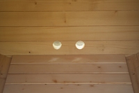 Thermo Sauna pinus luar ruangan, tiang kayu Sauna dengan teras depan ruang Sauna