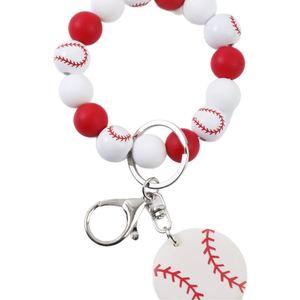Cartoon <b>Silicone</b> <b>Beaded</b> Key Wrist Ornament Basketball Football Volleyball Pendant Sports Style Fashion Keychain - Product Image 5