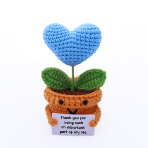 Regalos de Amor en Varios Estilos, Corazón Rojo de Peluche Tejido, Flor de Ganchillo Hecha a Mano con Tarjeta de Afirmaciones Positivas - Product Image 1