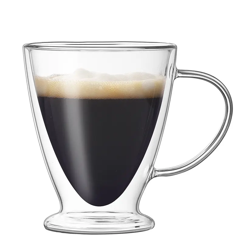 300ml 450ml chiaro tazza di caffè Latte tazza di vetro a doppia parete tazza di caffè doppio strato tazza di vetro con manico