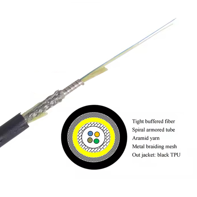 GJSFJV Double Steel Braiding Armored TPU Fiber Optic Cable Steel Tape Wrapped&Stainless Steel Wire Braided High Tensile Strength