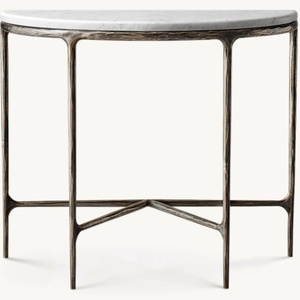 Popular Half Circle Marble Top Forged Metal Base Coffee <b>Tables</b> for Home Decor - Product Image 2
