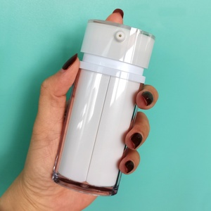 Flacon de lotion en verre plastique de luxe, étiquette privée, vide, double tube, 15 ml*2, flacon à double pompe sans air - Product Image 1