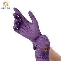Gants en nitrile jetables Brillink pour usage domestique, couleur violette, sans poudre, sans latex, imperméables, compatibles écrans tactiles, qualité alimentaire, durables, taille moyenne