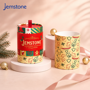 Printed Christmas Food Paper Tube for Chocolate Candy <b>Recyclable</b> Cardboard Tube Paper Cylinder <b>Box</b> Packaging with Ribbon Tab - Product Image 1