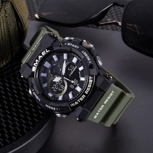 Montre analogique-numérique à double affichage SMAEL 8048 pour homme, chronographe, alarme, étanche, montre-bracelet LED, réveil, date - Product Image 5