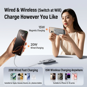 พาวเวอร์แบงค์แม่เหล็กไร้สาย <span class=keywords><strong>Remax</strong></span> รุ่นปี 2026 ความจุ 10000mAh/5000mAh รองรับการชาร์จเร็ว PD 20W พร้อมสายชาร์จคู่ในตัว ที่ชาร์จนาฬิกา และขาตั้งพับได้ - Product Image 5