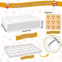 Boîtes à cupcakes blanches avec fenêtre, lot de 24, boîtes à biscuits grandes format à ouverture automatique, contenants à cupcakes avec autocollants de remerciement