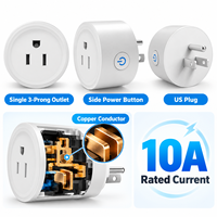 Stop Kontak Pintar WiFi Standar AS, 10A 2400W dengan Kontrol Suara dan Timer, Kontrol Jarak Jauh via Aplikasi, Bersertifikasi FCC dan RoHS, Berfungsi dengan Alexa dan Google Home