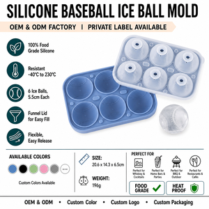 Moule à glaçons sphériques en silicone de qualité alimentaire avec logo personnalisé, 6 cavités, pour whisky, avec entonnoir et couvercle, démoulage facile, OEM ODM - Product Image 1