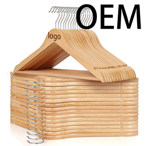 Percha de madera de color natural personalizada para ropa, estilo OEM, cabide de roupa - Product Image 1