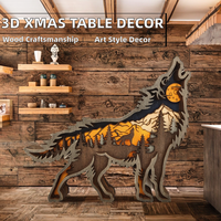 Décorations de table de Noël en bois 3D personnalisées style Art Déco, motif animalier, décoration intérieure, cadeaux, artisanat en bois format printemps