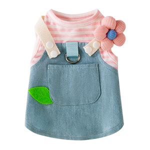 Robe-veste en jean rayé rose respirante pour chien Golden Pet, petite taille, toutes saisons - Product Image 5