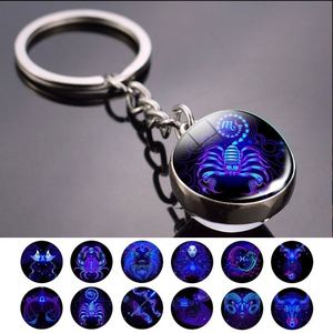 New Arrival 12 Zodiac Sign Keychains <b>Sphere</b> <b>Ball</b> Crystal Key Chains Key Rings Scorpio Leo Aries Constellation for Birthday Gifts - Product Image 3