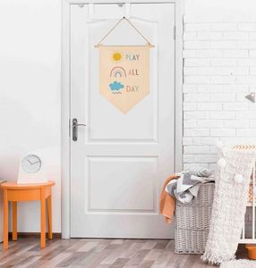 Customizable Eco-Friendly Canvas Cotton Polyester Pennant Style Front Door Sign Decor Nursery/Teen Playroom Hanging Flag <b>Banner</b> - Product Image 5