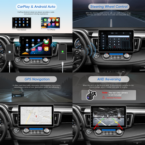 Podofo 10.1'' Single Din Car Stereo MP5 Car Multimedia Radio Carplay&Android Auto SWC Rotatable IPS Touch Screen with <b>Microphone</b> - Product Image 2