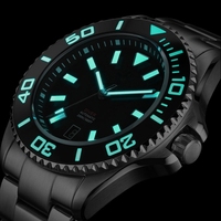 Montre automatique noire électro-plaquée super lumineuse personnalisée OEM, montres mécaniques étanches à la mode pour les affaires, pour Seiko NH35