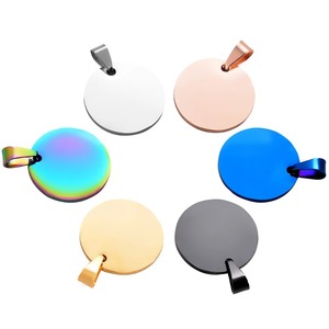 Disco de Identificación Redondo de Acero Inoxidable en Blanco, 6 Colores, 25-35 mm, Venta al por Mayor |   Colgante Unisex Grabable para Joyería - Product Image 3