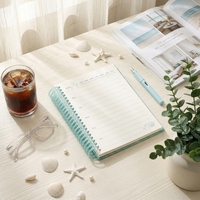 Carnet à spirale YPS Ocean Wave Shell Print, couverture rigide, journal étudiant, cadeau personnalisé mignon pour le bureau et l'école, A6, 100 g/m², 100 feuilles