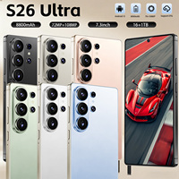 Téléphone Android 14 S26 Ultra Gaming, batterie 8000 mAh, écran HD 7,3 pouces, grand stockage 16+1 To, appareil photo 108 MP, bandes 5G globales pour les gamers