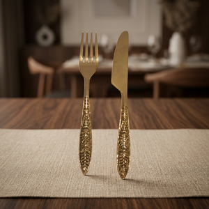 Elegant Modern Sustainable <b>Gold</b> Flatware Set High Mirror Polish Rust Resistant Wedding Dining <b>Utensils</b> - Product Image 2