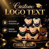 Ours en peluche personnalisé pour la remise des diplômes, jouet en peluche doux avec chapeau et diplôme, cadeau pour événement scolaire