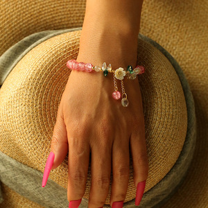 Wholesale Colorful Flower Charm <b>Bracelets</b> Handmade <b>Crystal</b> Lucky <b>Beaded</b> Daisy for Kids Women - Product Image 3