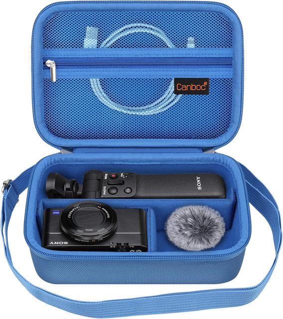 Carrying Camera Case for Sony ZV-1F/ZV-1/ZV-1 Vlog Digital Camera&Vlogger Accessory Kit Tripod,Mesh Pocket Fit Cable(Case Only)