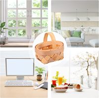 Poignée de panier en osier 12pcs Mini paniers tissés avec poignées Petits paniers tissés manuels en copeaux de bois Décor pour les faveurs de fête de mariage