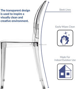 <span class=keywords><strong>Chaise</strong></span> de salle à manger en plastique Transparent, nouveau, meuble en acrylique Transparent, siège fantôme, PC, hôtel - Product Image 6