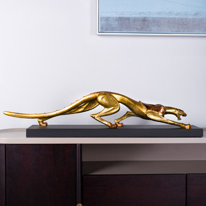 <span class=keywords><strong>Robi</strong></span> Rodin Tierfigur Goldener Leopard Kupfer-Ornament Großes Glücksbringendes Tier Dekorationsstück für Wohnzimmer Eingangsbereich Emailliert - Product Image 3