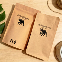 Emballages de café biodégradables imprimés, sacs en papier kraft avec fermeture éclair, pochettes résistantes à l'humidité
