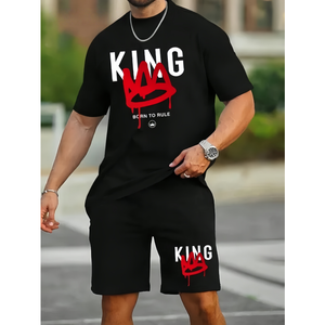 Customized logo Summer High-quality <b>Polyester</b> <b>Fiber</b> Men's Sportswear Top and Shorts - Product Image 4