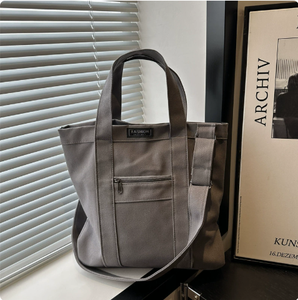 Sac à bandoulière en toile lavée rétro PEIQUAN, tendance japonaise et coréenne, couleur unie, sac fourre-tout décontracté pour le quotidien et le shopping - Product Image 3