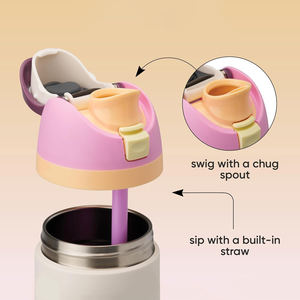 Bouteille d'<span class=keywords><strong>eau</strong></span> isotherme en acier inoxydable avec paille - pour boissons froides et chaudes - Thermos en métal sous vide avec thermos de sport anti-fuite - Product Image 2