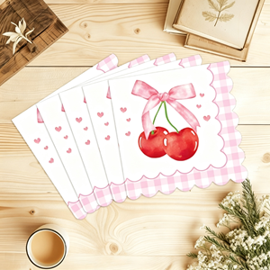 批发新款蕾丝蝴蝶结心形樱桃一次性纸餐巾 330mm*330mm 鸡尾酒餐巾 儿童生日派对餐桌装饰品 - Product Image 3