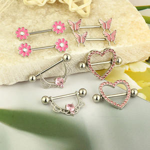 Freya Anillos de Piercing para Pezón, Barra con Colgante de <span class=keywords><strong>Mariposa</strong></span> y Corazón, Joyería de Piercing para Seno, Acero Quirúrgico, Pendientes para Hélice y Tragus - Product Image 6