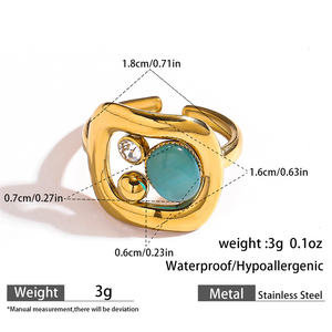 خاتم عصري من الفولاذ المقاوم للصدأ مع أحجار متعددة الألوان وحجر الراين للنساء، خاتم مقاوم للماء، إكسسوارات أصابع، مجوهرات عصرية - Product Image 6