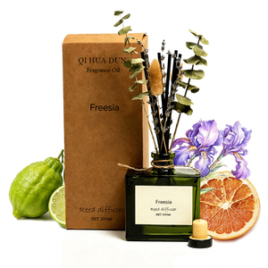Ensemble diffuseur à bâtonnets en verre 100 ml Musc & Citron, Huile d'aromathérapie liquide naturelle écologique, Décoration cadeau pour la maison, Vente en gros - Product Image 1