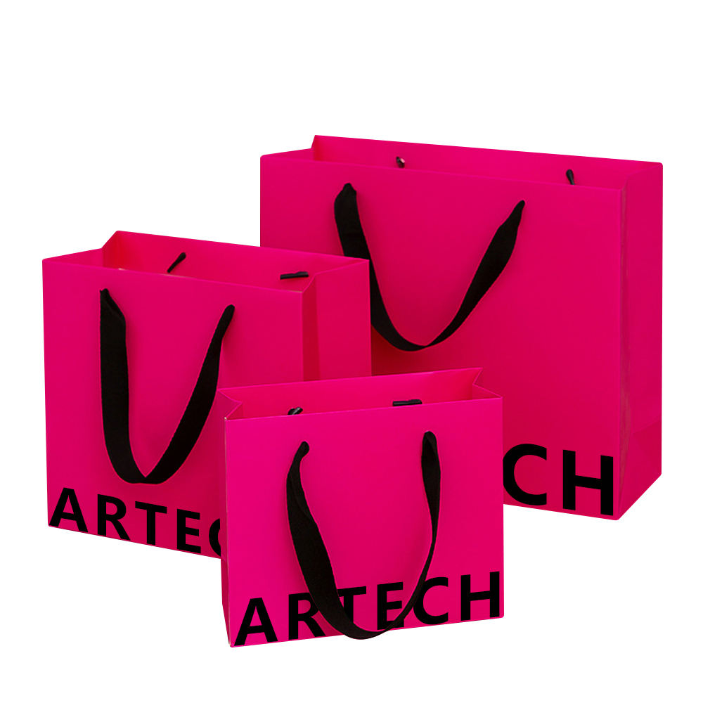 Logo 250 Gsm Cardboard Paper Bag Branded Cosmetic Bag Custom