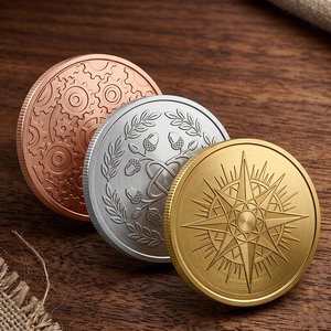 Novedad: Dijes de latón esmaltados en azul, rojo y blanco con baño de oro, forma redonda, colgante de corazón <span class=keywords><strong>AMOR</strong></span> para monedas DIY - Product Image 3
