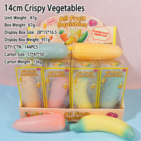 Jouet anti-stress souple et croustillant 14 cm, Squishies fruits et légumes à coque craquelée, pour soulager le stress : Carotte, Concombre, Maïs, Banane