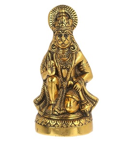 Statue artisanale en laiton de Hanuman, figurine traditionnelle indienne, décoration d'intérieur pour table, ornement de salon - Product Image 1