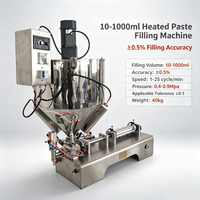 Machine de remplissage pneumatique pour pâtes 10-1000 ml, avec mélangeur intégré chauffé semi-automatique en SUS304 (0,5 %) pour bouteilles en verre de boissons